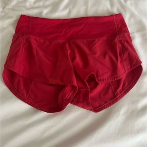Red Lululemon Speedups, Size 2, Inseam 2.5